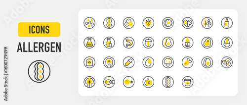 Set of Allergen vector stroke icons. such as illustration.	

