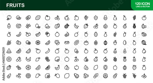 Fruits Line Icon Collection – Professional, simple, and unique vector pack showcasing healthy fruit concepts with clean and stylish design elements