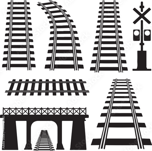 Railroad tracks and crossing sign railway train tracks