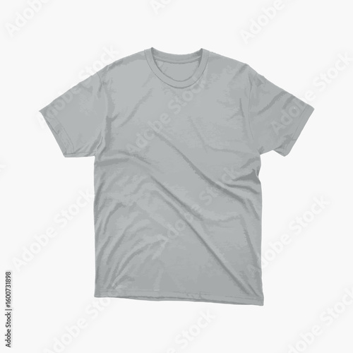 A plain heather grey t shirt laid flat on a clean white background with subtle fabric folds