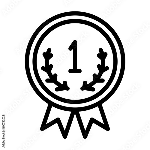 Gold Medal Vector Line Icon Design