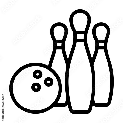 Bowling Vector Line Icon Design