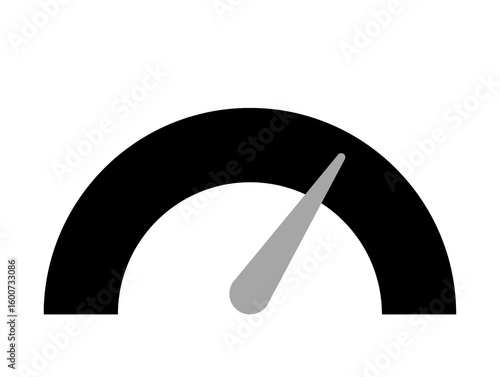 Minimalist black and grey speed or performance meter icon. Ideal for dashboards, indicators, and measurement concepts.