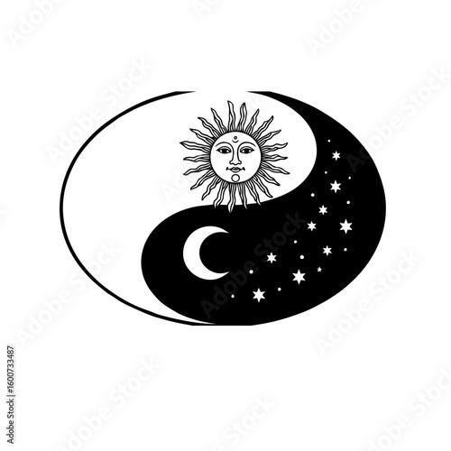 yin yang symbol with black background