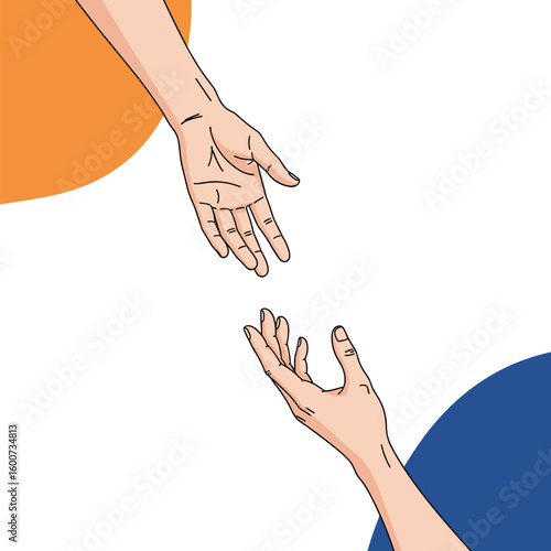 Reaching out offering support and connection through extended hands for help