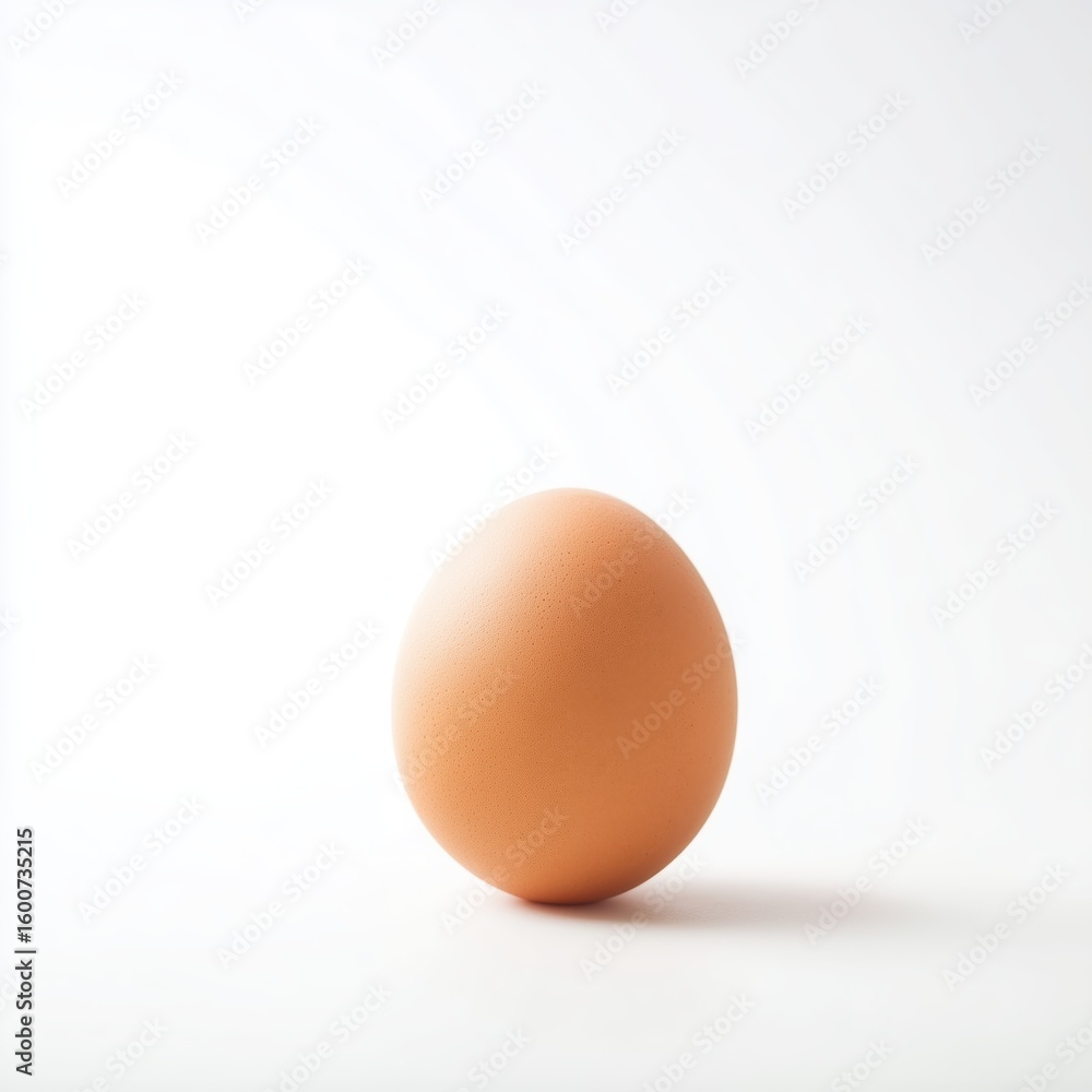 Brown Egg Standing Upright on Clean White Background Brown Egg Standing Upright on Clean White Background