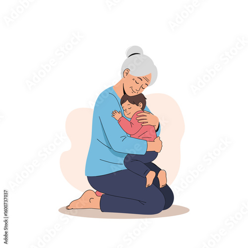 Generations connecting through loving hugs a grandmother cherishes her grandchild tenderly
