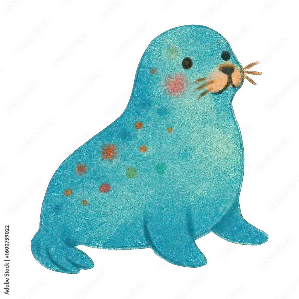 Fototapeta premium PNG Colorful seal illustration art