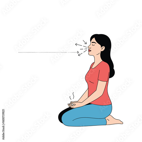 Woman practicing deep breathing exercises for enhanced relaxation and mental well-being