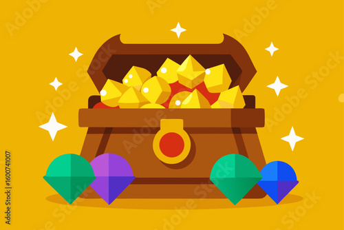 cartoon hoard shiny jewels coins pile