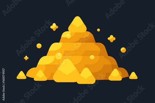 Cartoon Pile of Gold and Glowing Relics Illustration