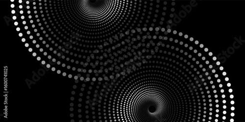 Dotted circular logo. circular concentric dots isolated on the white background. Halftone fabric design. vector