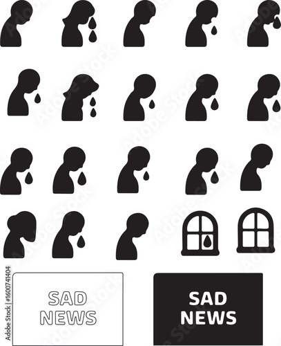 mournful monogram or icon, grave yard sign which are using worldwide for sad silhouette with white background vector pictograms,