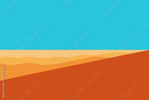 clean horizon line splitting hot sand and bright sky