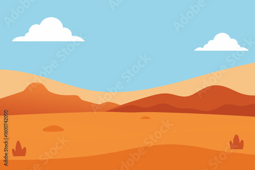 dry desert with distant hills minimal clouds and