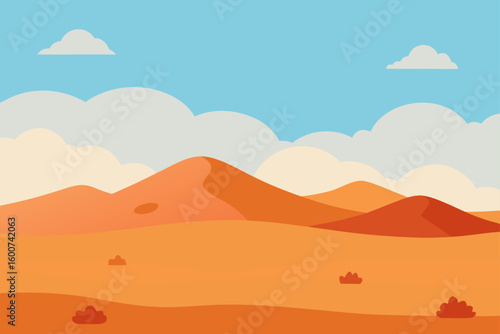 dry desert with distant hills minimal clouds and