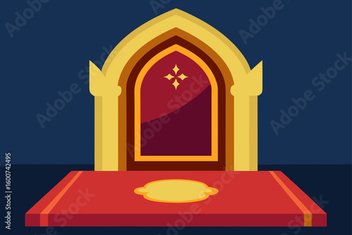 fantasy chamber with ornate window and plush rug