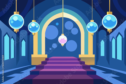Fantasy Palace Chamber with Bubble Chandeliers Luxurious Royal Room