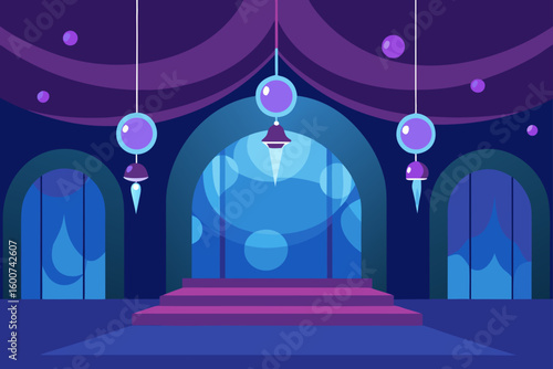 Fantasy palace chamber with bubble chandeliers elegant interior design