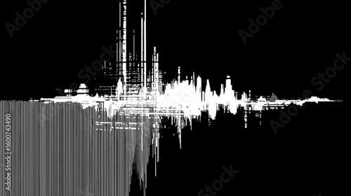 Abstract glitch vector background with black and white distortion  