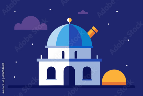 Palace observatory with telescope and starlit dome