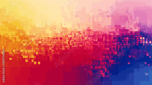 Glitch vector background in vibrant colors with abstract pattern  
