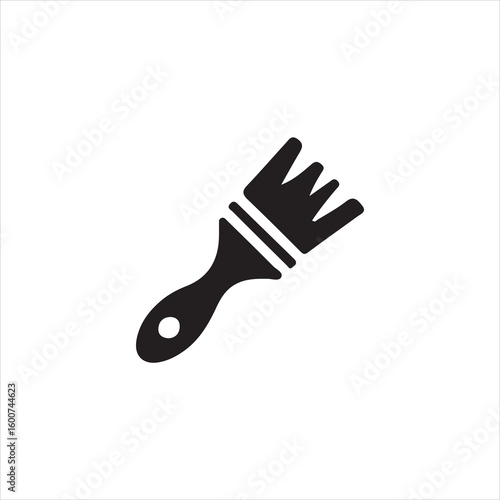 Black silhouette of a paintbrush with a hole in the handle white tool