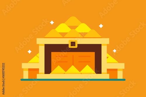 Treasure vault with colorful gold piles