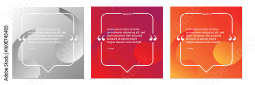 Set of social media post design template for quotes. Qoute Frame Blank Template  Set with Copy Space for Text on Square Banner with Modern Gradient Background.