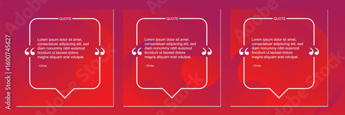 Set of social media post design template for quotes. Qoute Frame Blank Template  Set with Copy Space for Text on Square Banner with Modern Gradient Background.