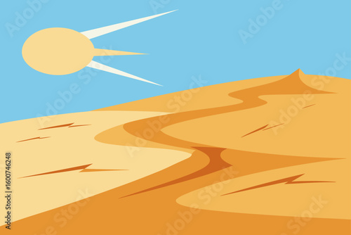 wind swept sand and cracked soil in harsh sun