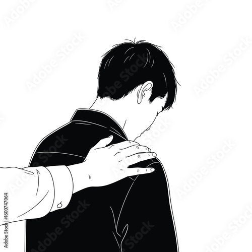 A comforting hand on a shoulder offering support and empathy during difficult times