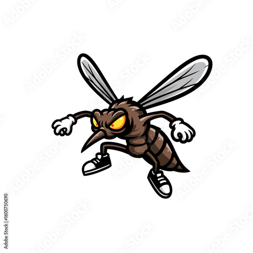 Cartoon illustration of an angry mosquito in a fighting stance.