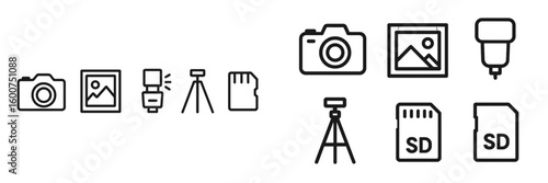 Graphic representation of photography equipment and tools commonly used in studios