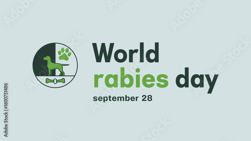 World Rabies Day Awareness Poster Vector Illustration with Dog, Vaccine, Medical Symbols