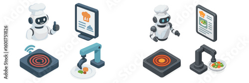 Innovative robots cooking in a modern kitchen showcasing technology and culinary skills