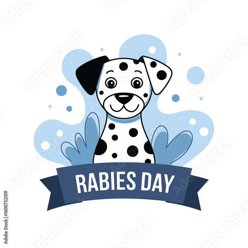 World Rabies Day Awareness Poster Vector Illustration with Dog, Vaccine, Medical Symbols