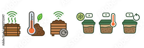 Visual representation of composting process highlighting temperature, moisture, and monitoring features for efficient organic waste management