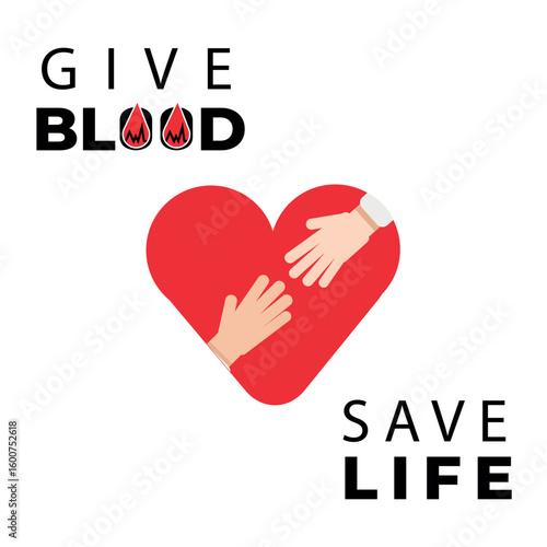 Give blood save life heart hands illustration promoting blood donation and saving lives