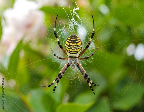 Orb-weaver spider on web