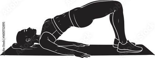 Fit Woman Performing Glute Bridge Silhouette