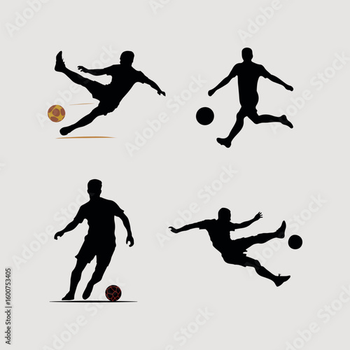 Dynamic silhouettes of soccer players in action capturing the energy of the game