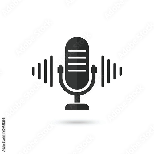 Digital Microphone: A modern microphone design symbolizing audio recording and communication, set against a clean background.
