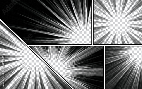 Abstract black and white background art manga comic page template. Vector illustration.