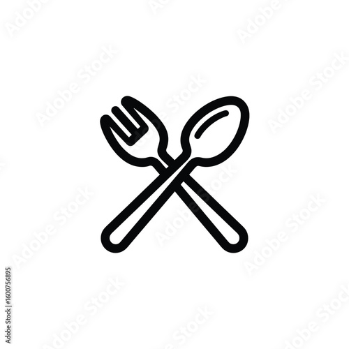 Fork and Spoon Illustration: A simplistic yet striking illustration of a crossed fork and spoon, rendered in clean lines, epitomizing culinary and dining experiences.