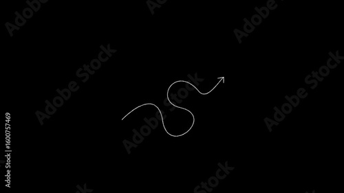 white curvy arrow with wiggle animation