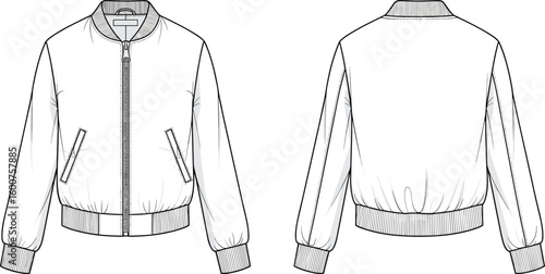 Fashion clothing design sketches: vector illustrations of jackets and shirts for men and women