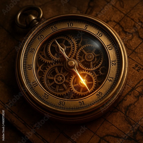 Close-up of a steampunk compass