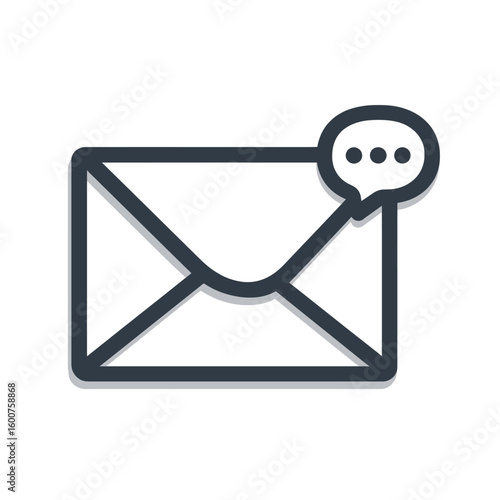 Email Alert: A digital illustration of an envelope with speech bubble conveys the essence of electronic correspondence and online communication, perfect for conveying message delivery.