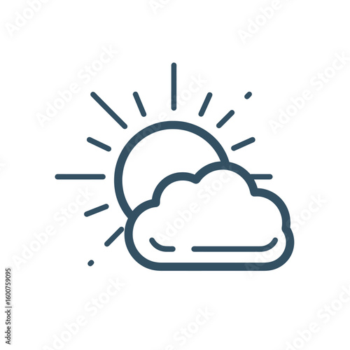 Sunshine and Cloud: A simple line art illustration showcasing the sun and a fluffy cloud, evoking feelings of warmth and the beauty of a pleasant day.